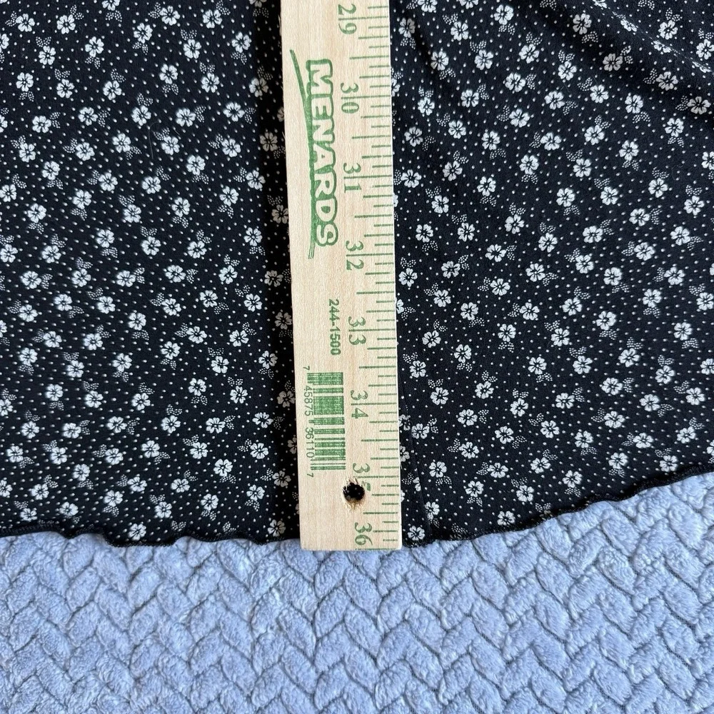 Vintage 90s Pimkie Short Dress S Black Ditsy Floral Milkmaid Coquette Babydoll - Picture 10 of 11